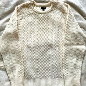 J. Crew cream fisherman’s crewneck sweater, size S